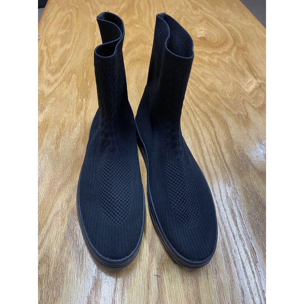Natori Rave Stretch Shoes Women 9 Black Knit High-Top Comfort Sneaker Bootie S64